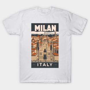 A Vintage Travel Art of Milan - Italy T-Shirt